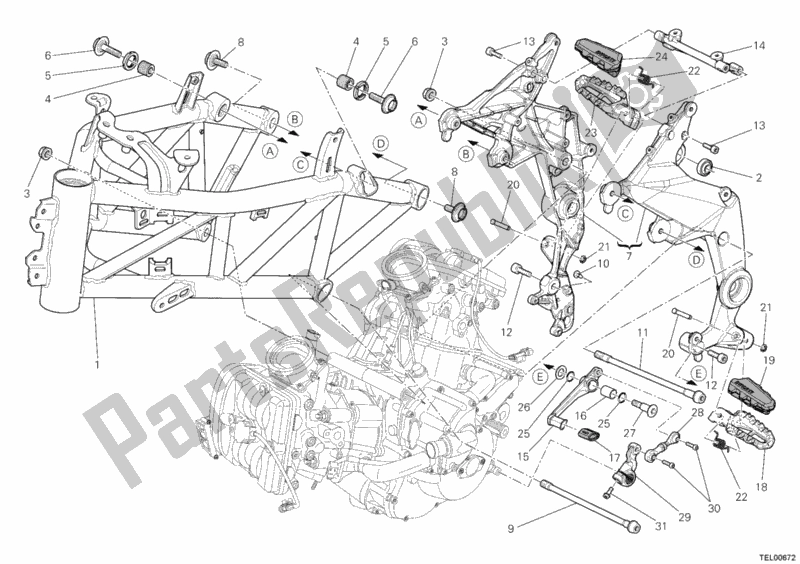 Toutes les pièces pour le Cadre du Ducati Multistrada 1200 S Touring USA 2012